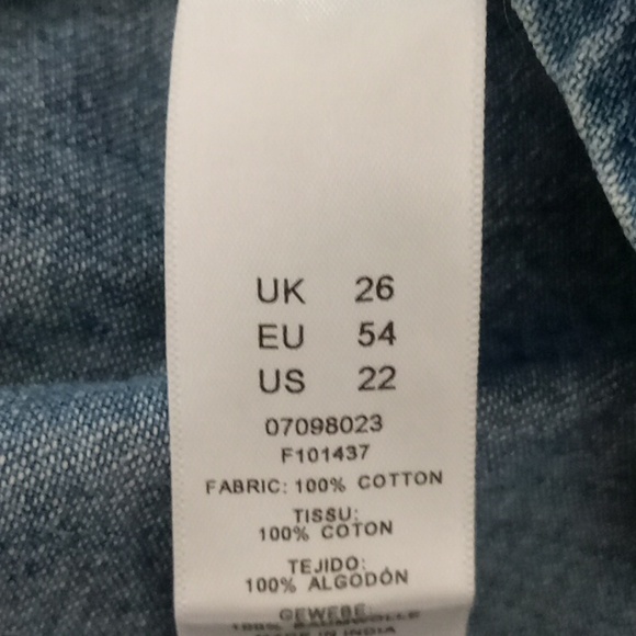 ASOS Curve Denim Dress Blue Button Front Shirdress Long Sleeves - Picture 9 of 9